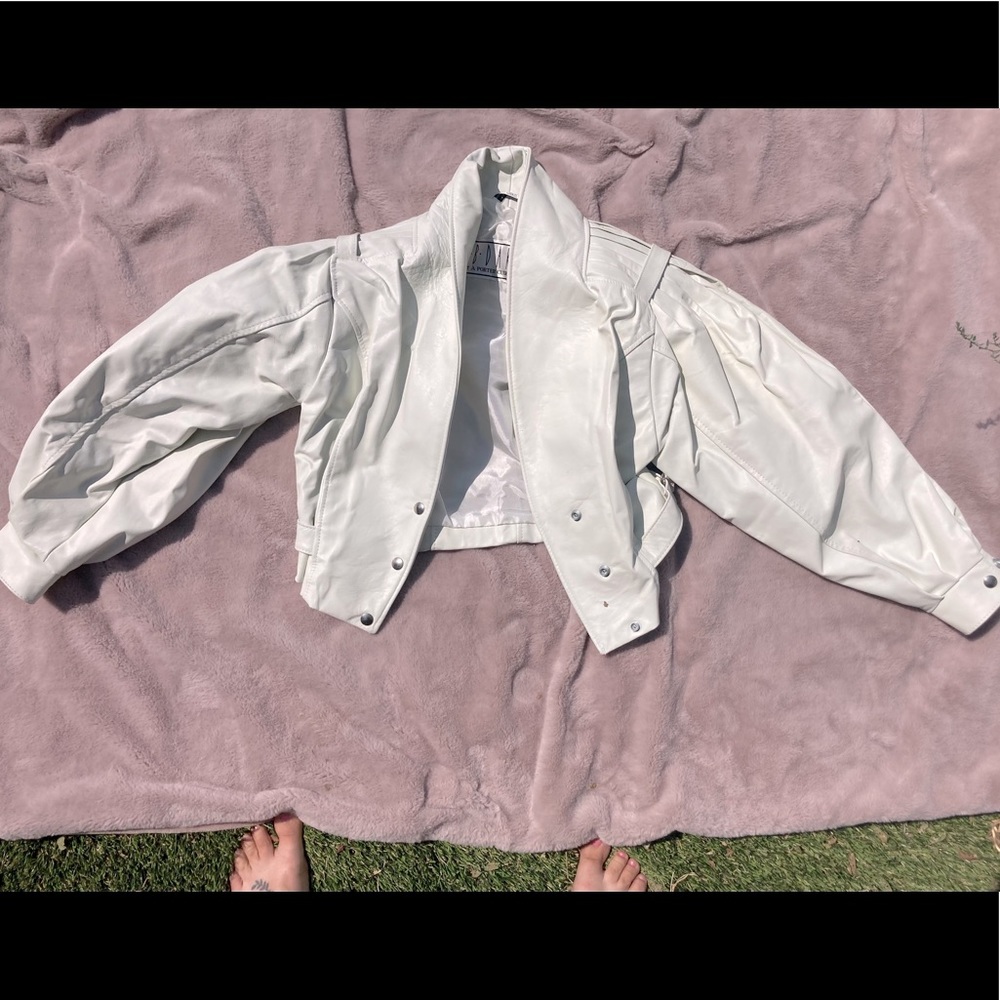 Vintage white leather jacket size S